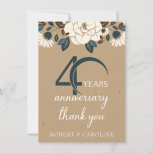 40th Wedding Anniversary Thank you Floral Card