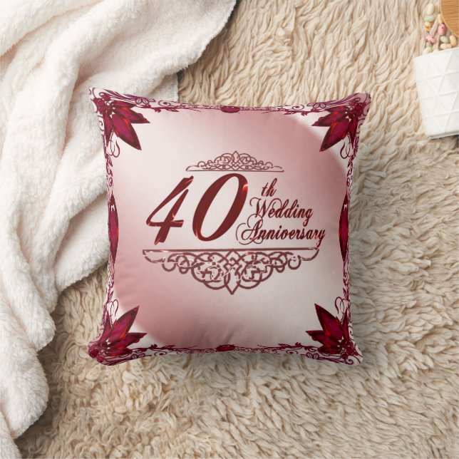40th Wedding Anniversary Throw Pillow (Blanket)