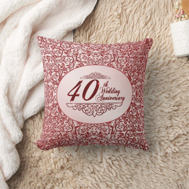 40th Wedding Anniversary Throw Pillow (Blanket)