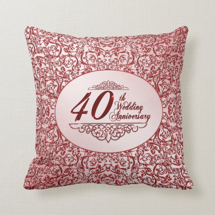 40th Wedding Anniversary Throw Pillow