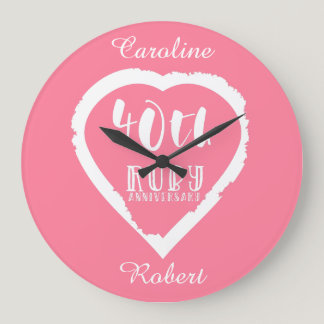 40th wedding anniversary traditional ruby large clock