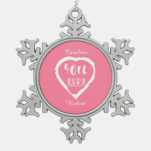 40th wedding anniversary traditional ruby snowflake pewter christmas ornament