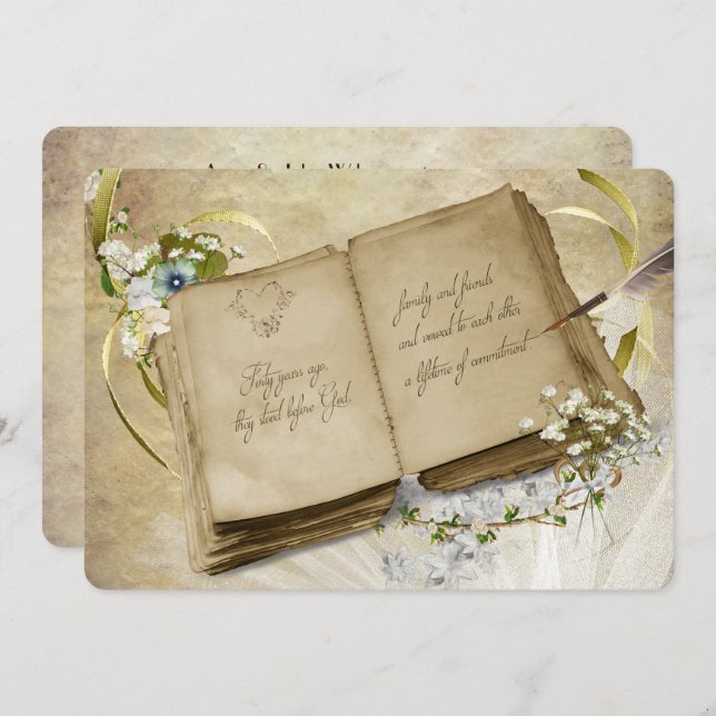 40th Wedding Anniversary Vintage Vow Renewal Invitation (Front/Back)