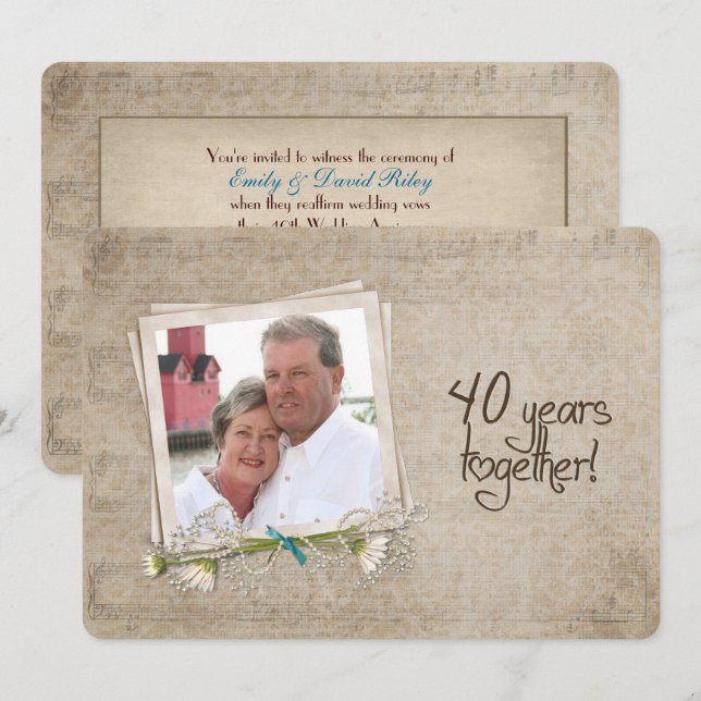 40th Wedding Anniversary Vow Renewal Invitation (Front/Back)