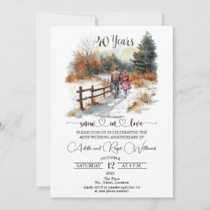 40th Wedding Anniversary Winter Landscape Romantic Invitation