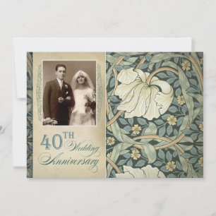 40th wedding anniversary with lily and photo invitation