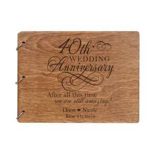 40th Wedding Anniversary Wooden Guest Book