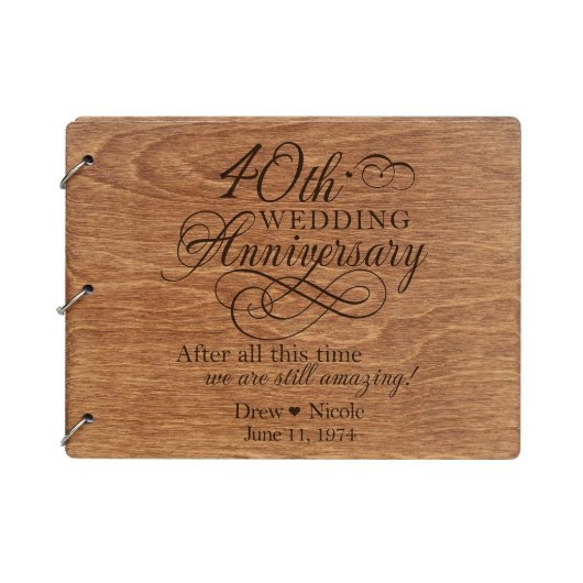 40th Wedding Anniversary Wooden Guest Book (Front)