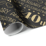 40th Wedding Anniversary Wrapping Paper<br><div class="desc">This elegant wedding anniversary gift idea has a beautiful gold design with hearts and fancy lettering.</div>