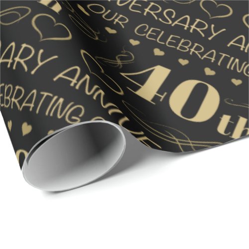 40th Wedding Anniversary Wrapping Paper