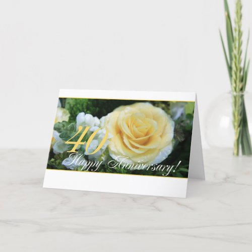 40th Wedding Anniversary _ Yellow Rose Card