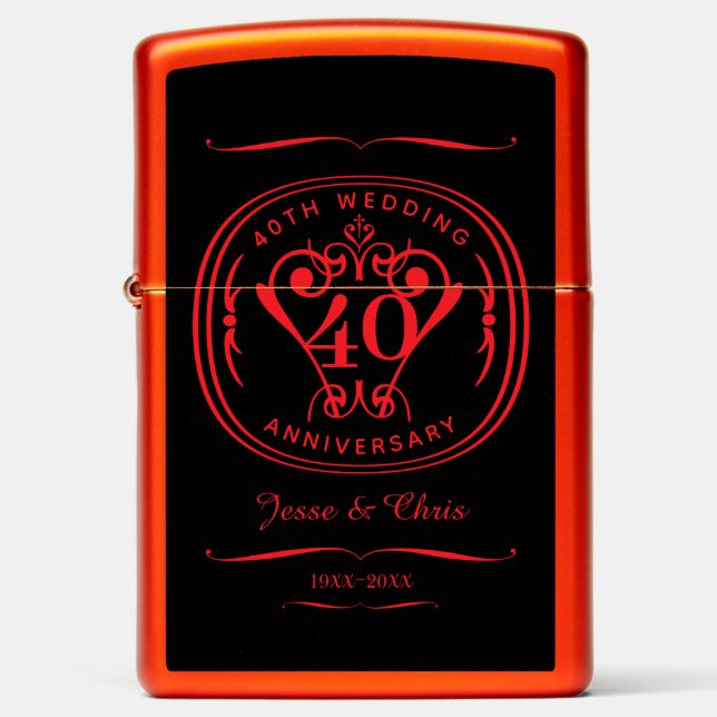 40th Wedding Anniversary Zippo Lighter (Front)
