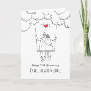 40th Wedding Ruby Anniversary Red Heart Swing Card