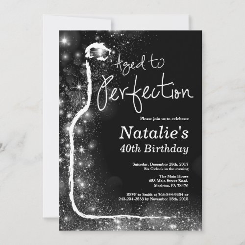 40th Wine Birthday Invitation Aged to Perfection Invitation