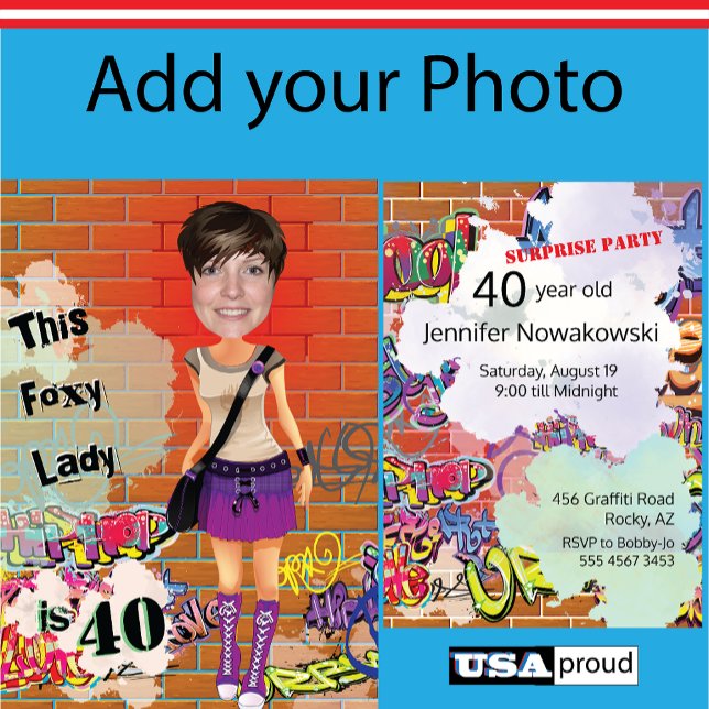 40th Women's Birthday Foxy Lady  🎉 Custom Photo Invitation (Creator Uploaded)