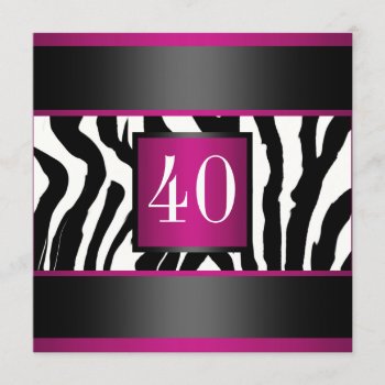 40th Zebra Birthday Party Invitation by party_depot at Zazzle