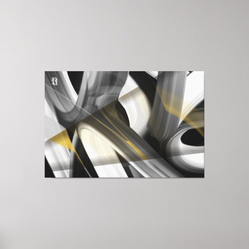 40x60 Trend Abstract Art Canvas Black White Gold