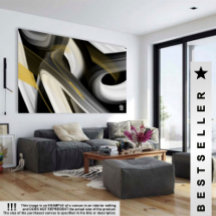 40x60" Trend Abstract Art Canvas Black White Gold