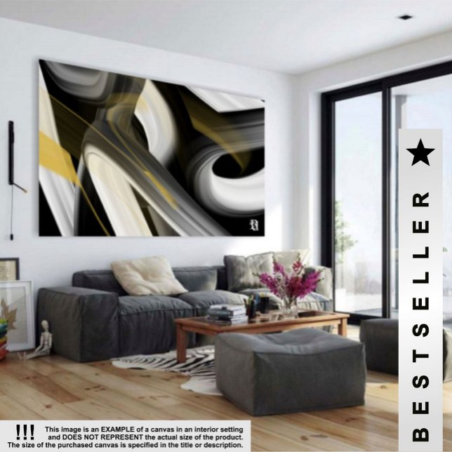 40x60" Trend Abstract Art Canvas Black White Gold Print (Creator Uploaded)