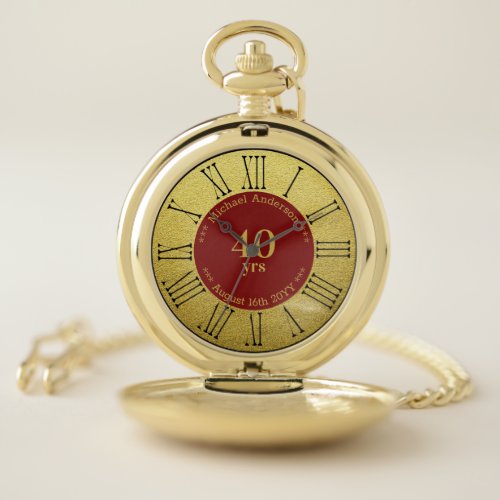40yrs Retirement or Anniversary Personalized Pocke Pocket Watch