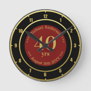 40yrs Retirement or Anniversary Personalized Round Clock
