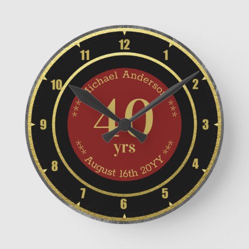 40yrs Retirement or Anniversary Personalized Round Round Clock