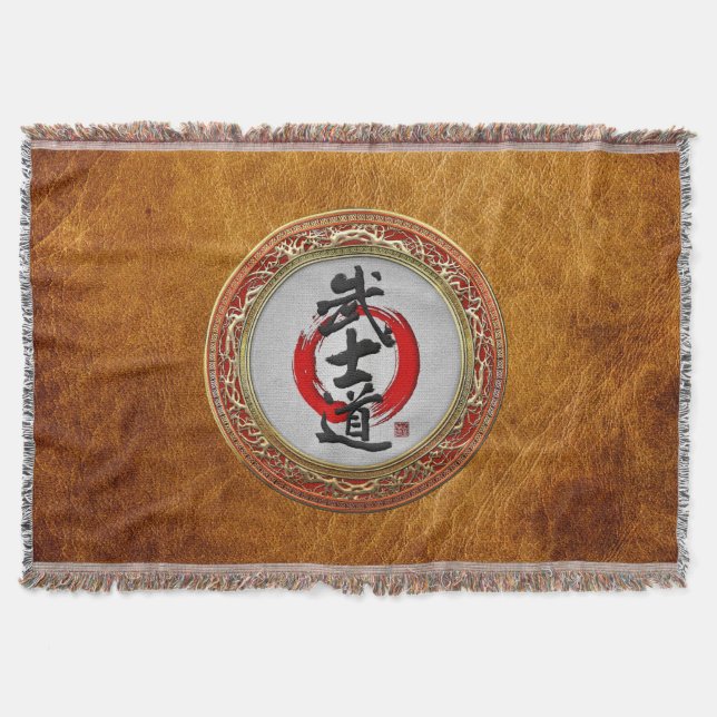 [410] Japanese Calligraphy - Bushido Throw Blanket (Front)