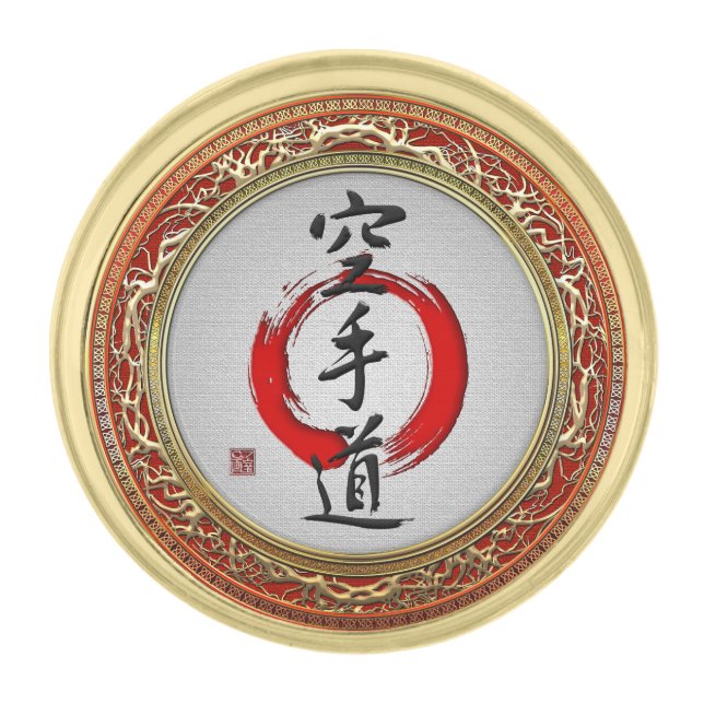 [410] Japanese calligraphy - Karate-do Gold Finish Lapel Pin (Front)