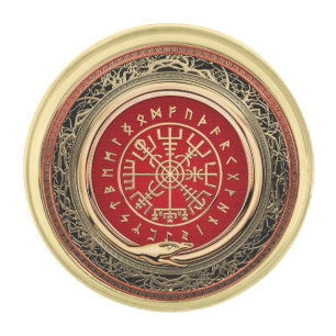 [410] Vegvisir - Viking Gold Magic Runic Compass Finish Lapel Pin