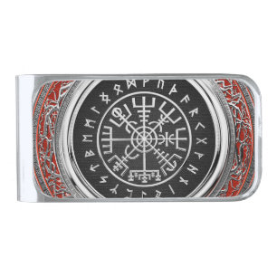 [410] Vegvisir - Viking Silver Magic Runic Compass Finish Money Clip