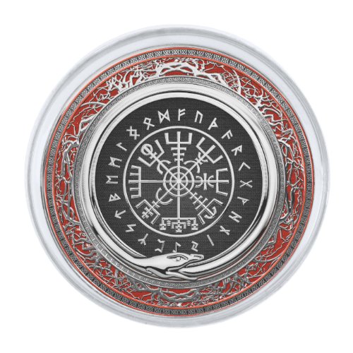 410 Vegvisir _ Viking Silver Magic Runic Compass Silver Finish Lapel Pin