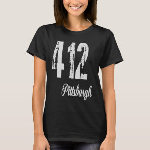 412 Pittsburgh Area Code Distressed T-Shirt