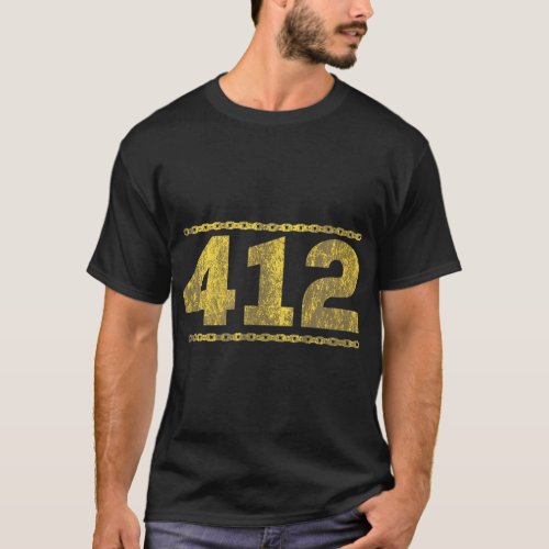 412 Pittsburgh Distressed Chain Yinzer City Retro T_Shirt