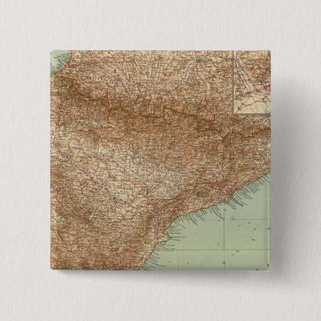 4142 Spain, Portugal, Eastern Pinback Button (Front)