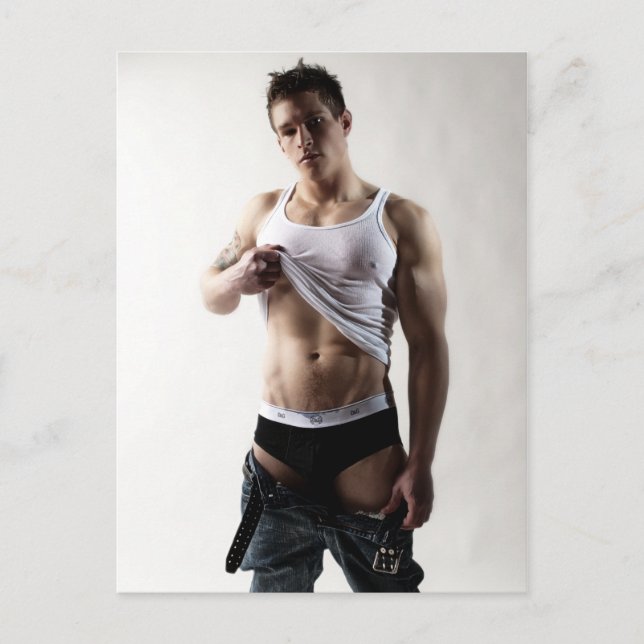 41786a Sexy Hunk Postcard (Front)