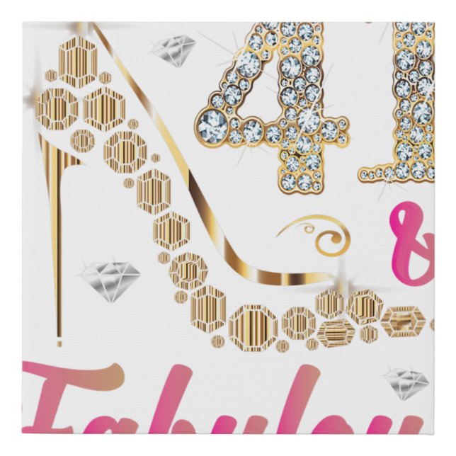 41 and Fabulous Funny 41st Birthday Gift Women Bea Faux Canvas Print (Front)