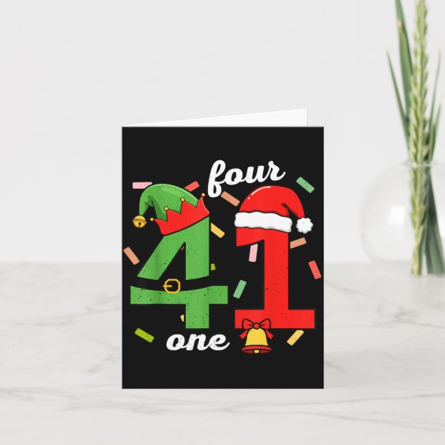 41 Christmas Funny 4 1 Meme Four One Xmas Boys Kid Card (Front)