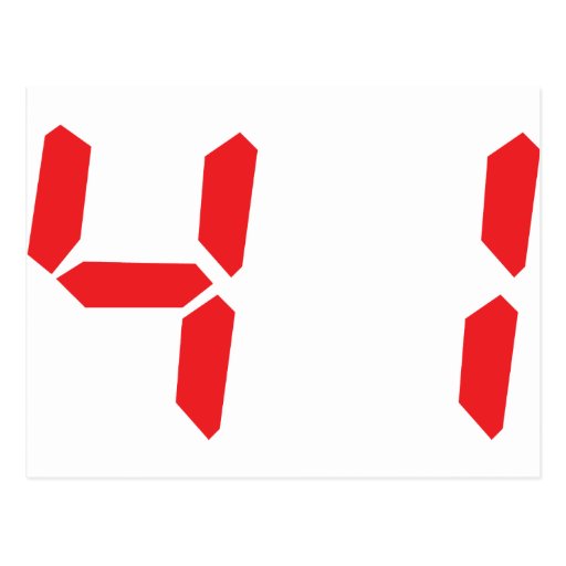 41 fourty-one red alarm clock digital number postcard | Zazzle