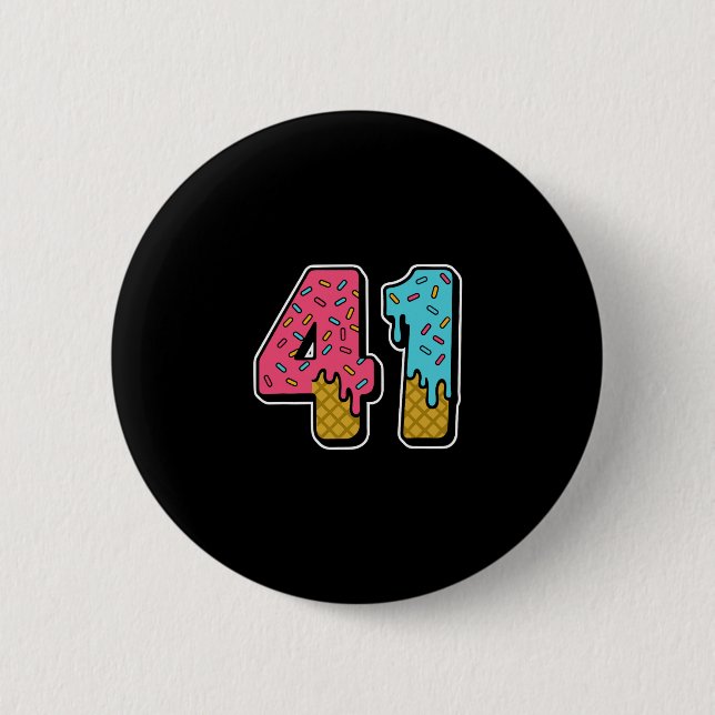 41 Ice Cream Drip Meme Forty One Four Gen Alpha Sl Button (Front)