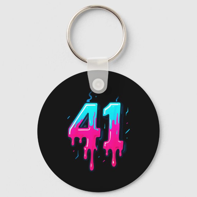 41 Ice Cream Drip Meme Forty One Four Gen Alpha Sl Keychain (Front)