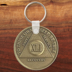 41 Year CUSTOM NAME Sober Medallion Keychain