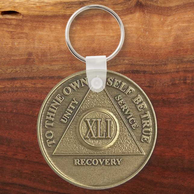 41 Year CUSTOM NAME Sober Medallion Keychain (Front)