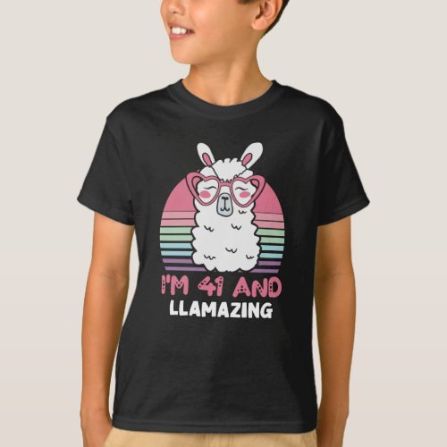 41 Year Old Bday Llamazing 41st Birthday Llama T_Shirt