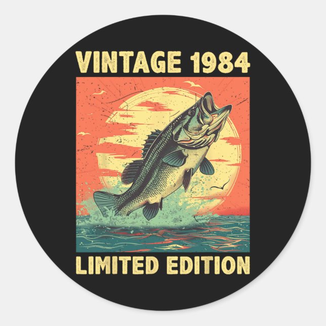 41 Years Old Gift 1984 Fishing Fisherman Fish 41st Classic Round Sticker (Front)