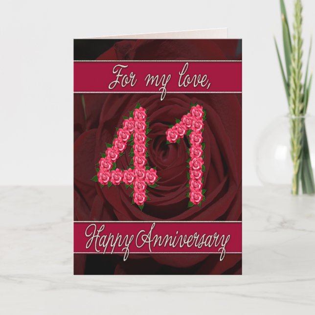 41st anniversary card with roses and leaves (Front)
