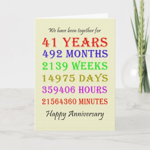 41st Anniversary Milestones Card