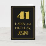 [ Thumbnail: 41st Birthday ~ Art Deco Inspired Look "41" & Name Card ]