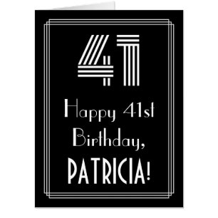 41st Birthday — Art Deco Inspired Look “41” + Name Card