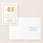[ Thumbnail: 41st Birthday: Art Deco Inspired Look "41" & Name Foil Card ]