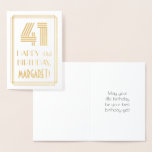 [ Thumbnail: 41st Birthday - Art Deco Inspired Look "41" & Name Foil Card ]